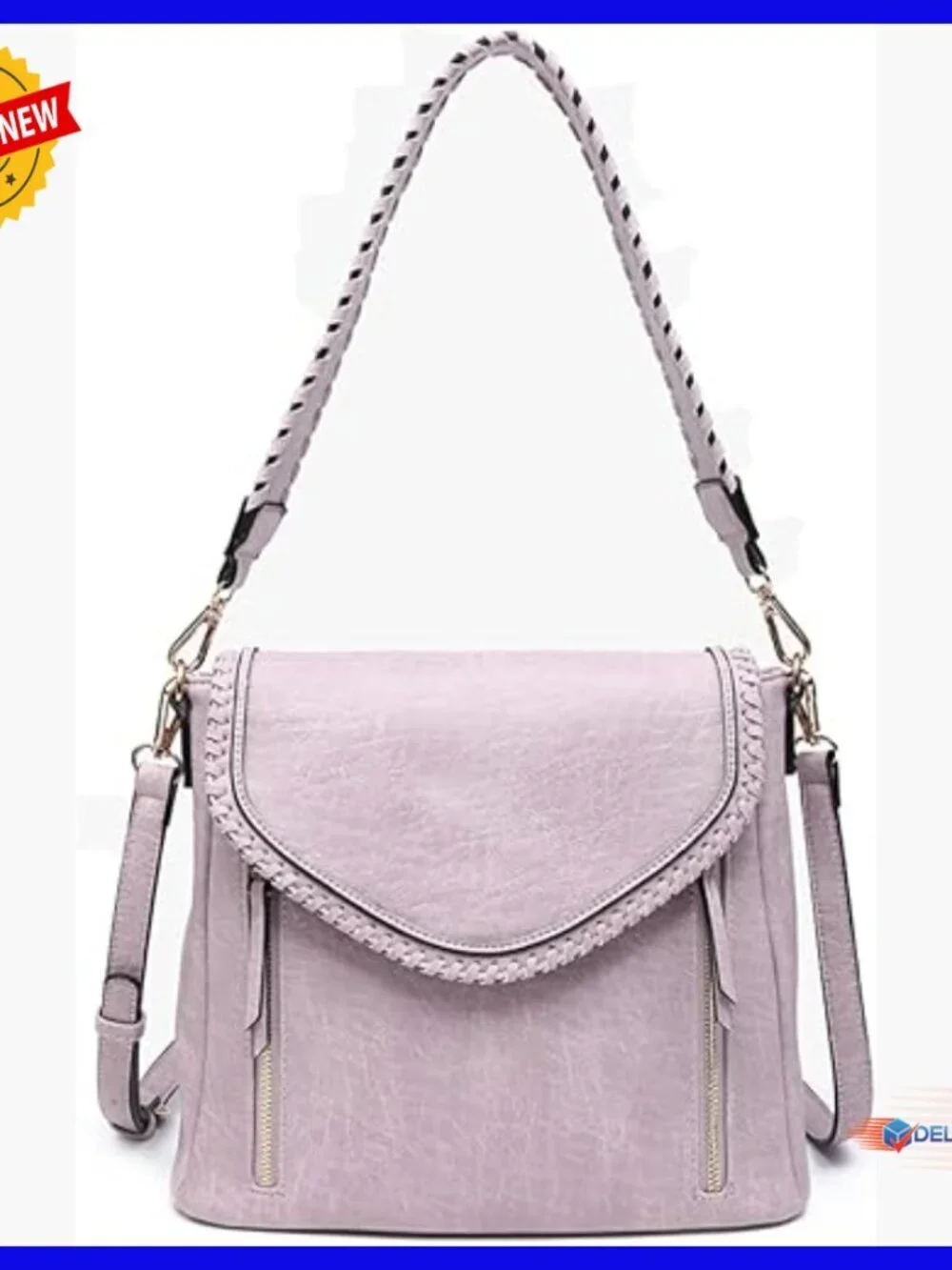 Vegan Leather Hobo Crossbody Bag with Adjustable Straps, Medium Size